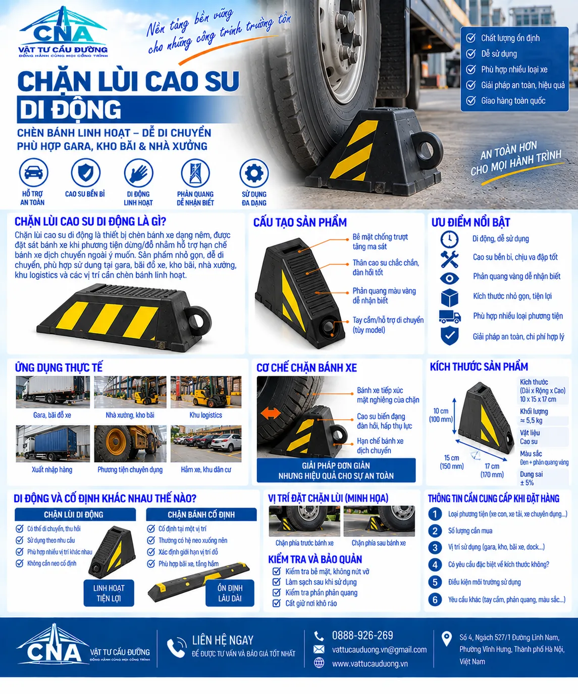 Chặn lùi cao su di động