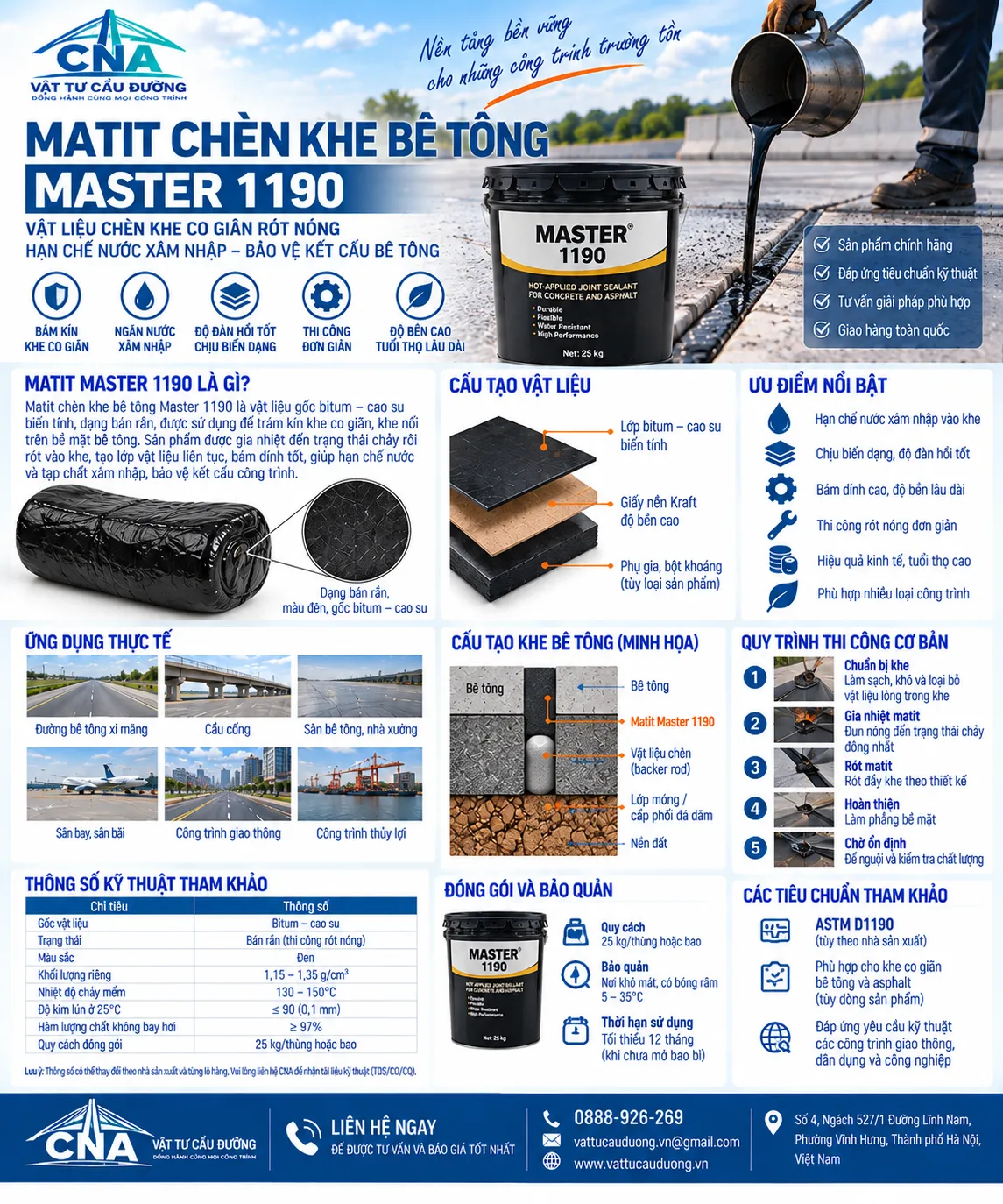 Matit chèn khe bê tông Master 1190