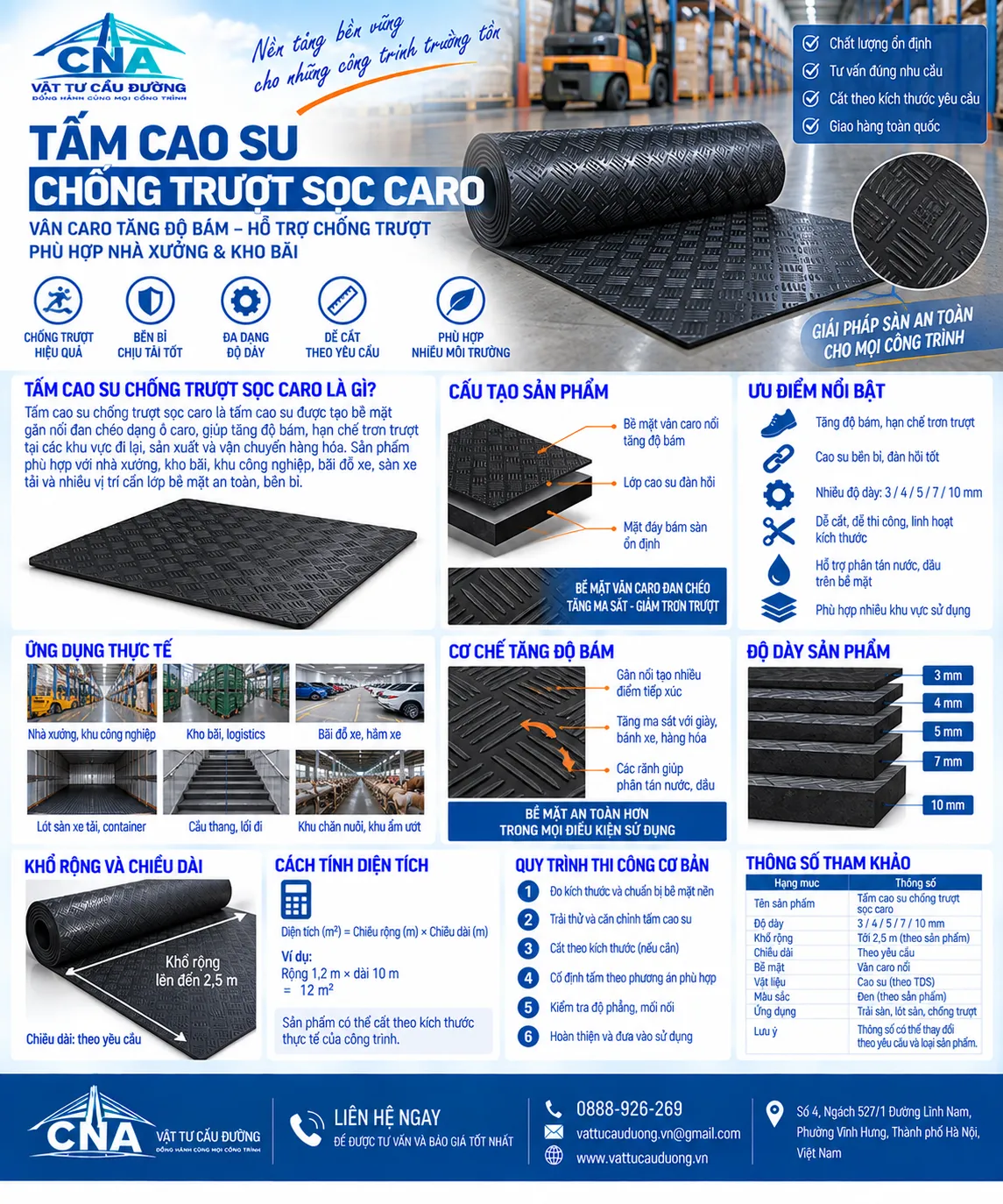 Tấm Cao Su Chống Trượt Sọc Caro